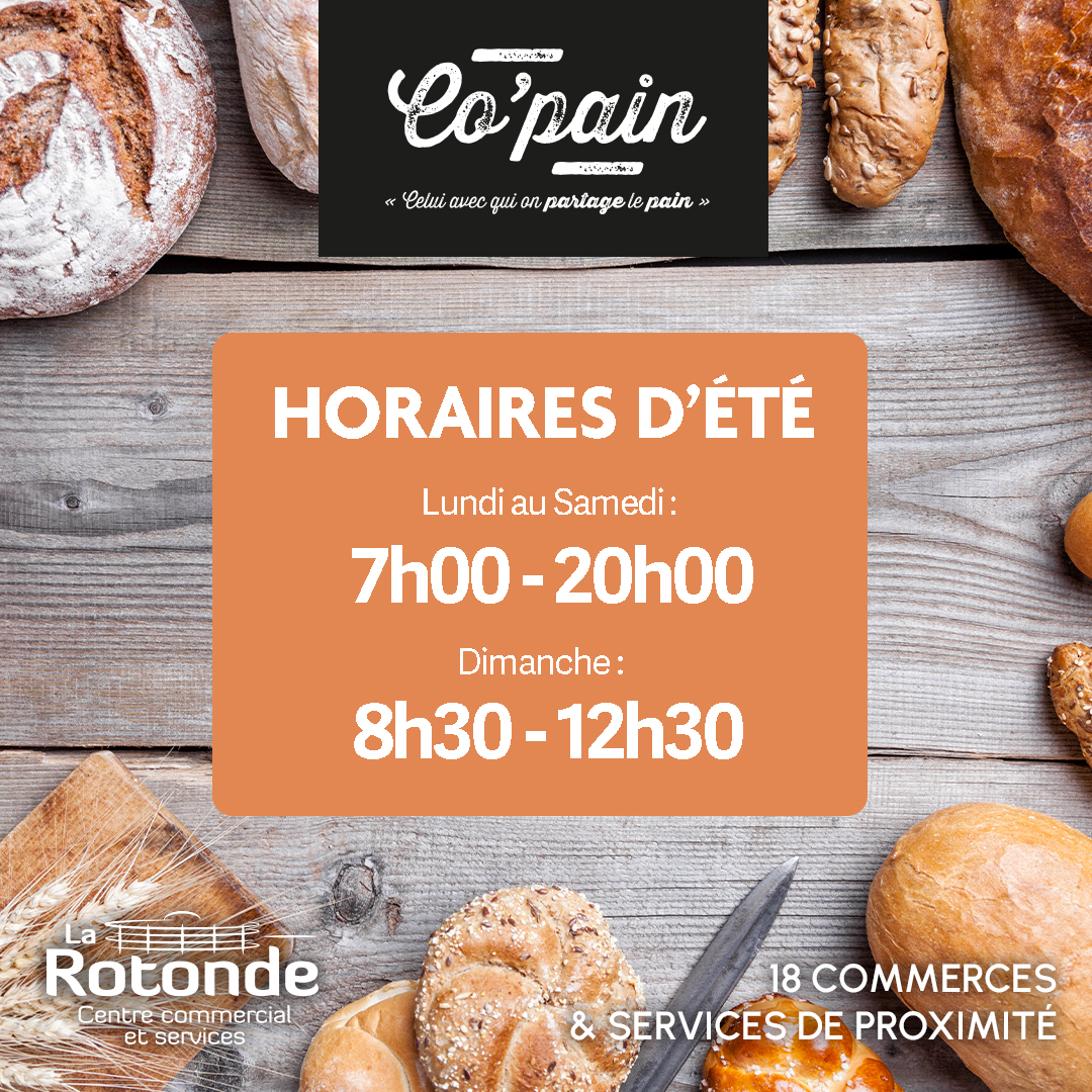 Co’pain : horaires d’été