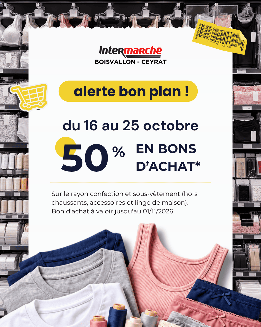 Intermarché : bon plan rayon confection et sous-vêtement